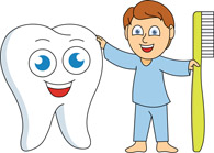 Boy with Toothbrush and Tooth Cartoon
